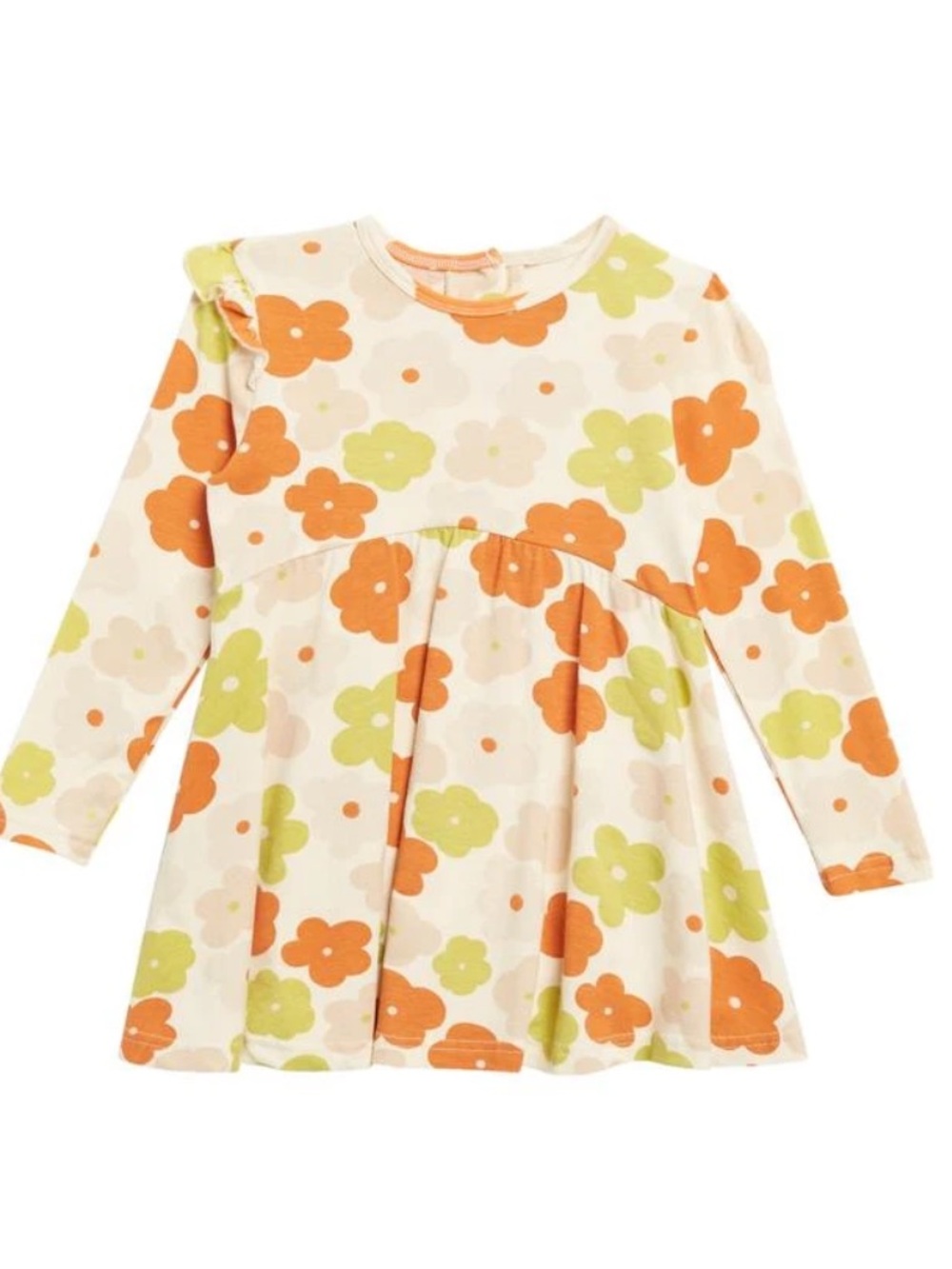 Dot Australia Cream Floral Frill Long-Sleeve Dress for Kids